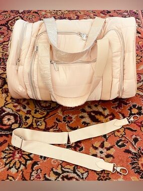 Women Travel Duffel Bag - Pale Pink Nylon Weekend Bag